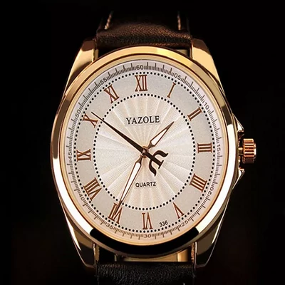 Yazole 336 Karóra Fekete Szíjjal Fehér Számlappal