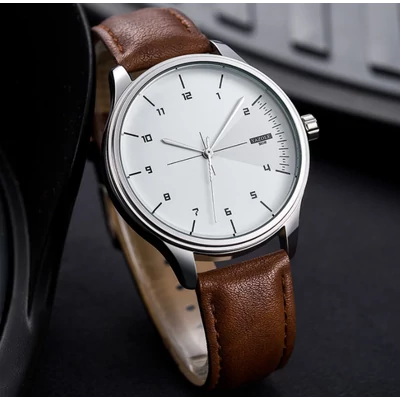 Yazole 502 Karóra Barna Szíjjal Fehér Számlappal