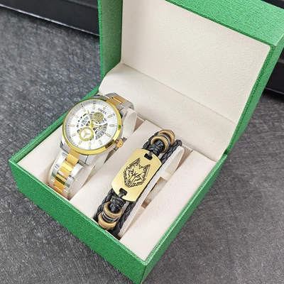 Ajándék Szett Óra Karkötő Fehér Számlappal