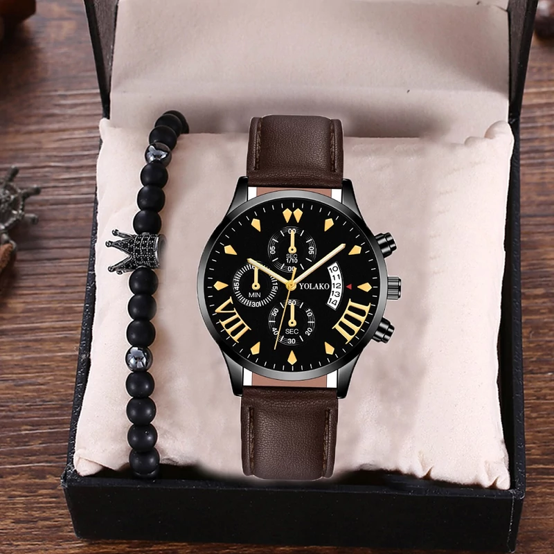 Ajándék Szett Óra Fekete Számlappal és Karkötő