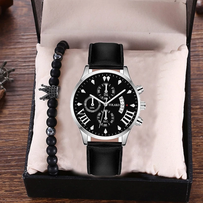 Ajándék Szett Óra Fekete Számlappal és Karkötő