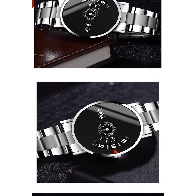 Ajándék Szett 3 részes Minimál stílusú óra Fekete számlappal és Dupla Karkötő