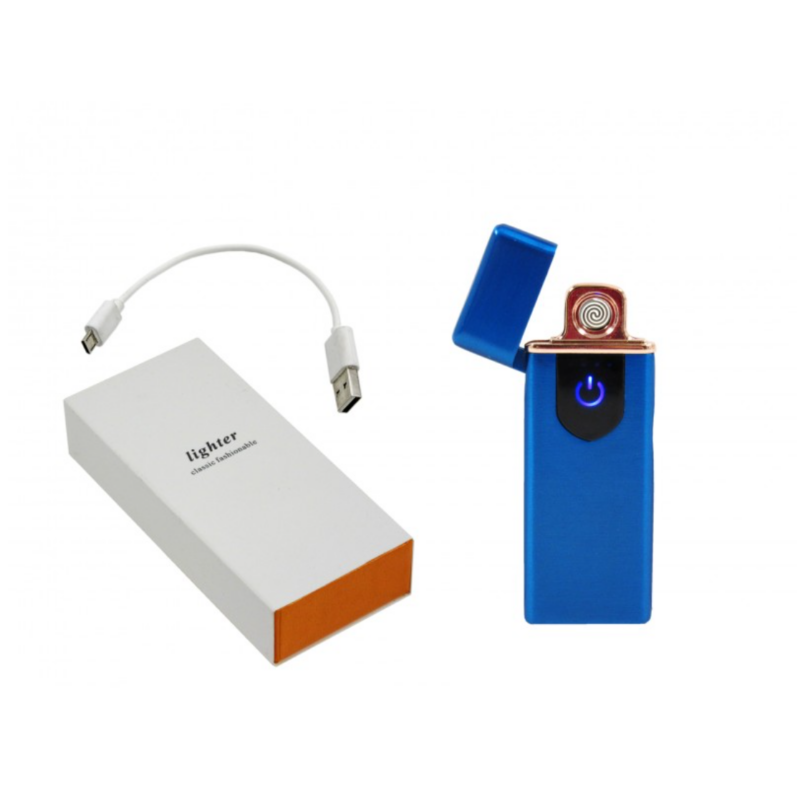 Elektromos Öngyújtó USB Kábellel Díszdobozban 3,5x7,4cm -Kék