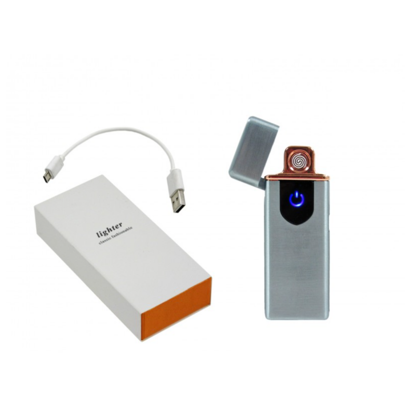 Elektromos öngyújtó USB kábellel díszdobozban 3,5x7,4cm -Szürke