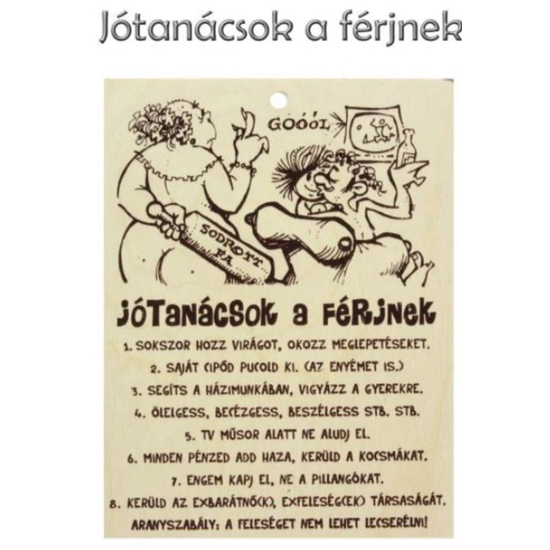 Fatábla Jótanácsok a férjnek 13,5x17,5cm