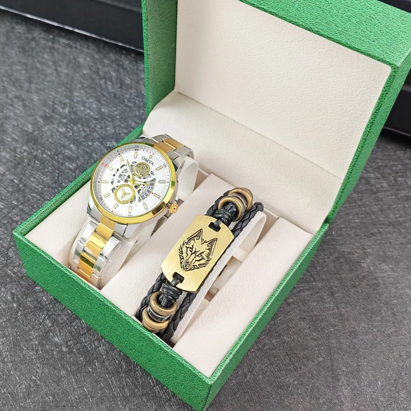 Ajándék Szett Óra Karkötő Fehér Számlappal