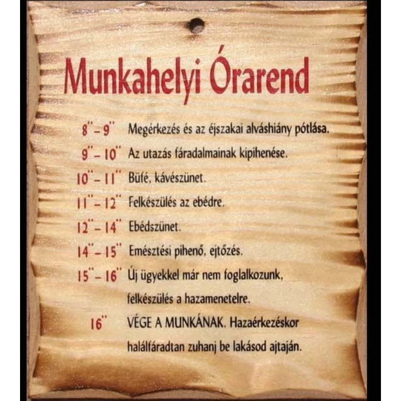 Munkahelyi Órarend Fatábla
